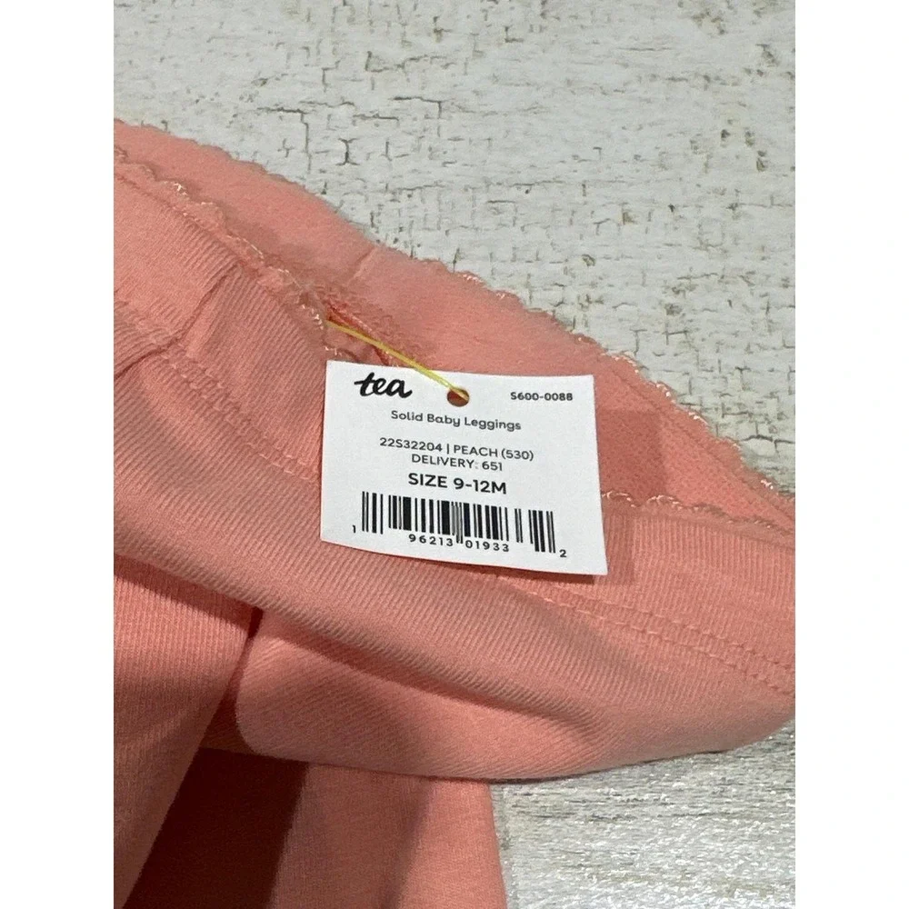 Tea Collection Leggings Girls 9-12M Peach Solid Cotton Stretch Basic NWT